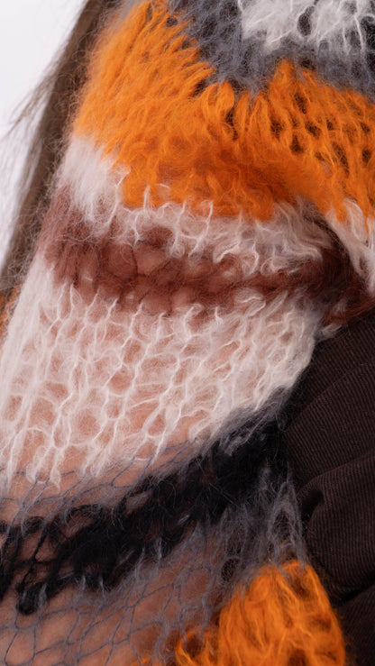 Orange stribet sweater