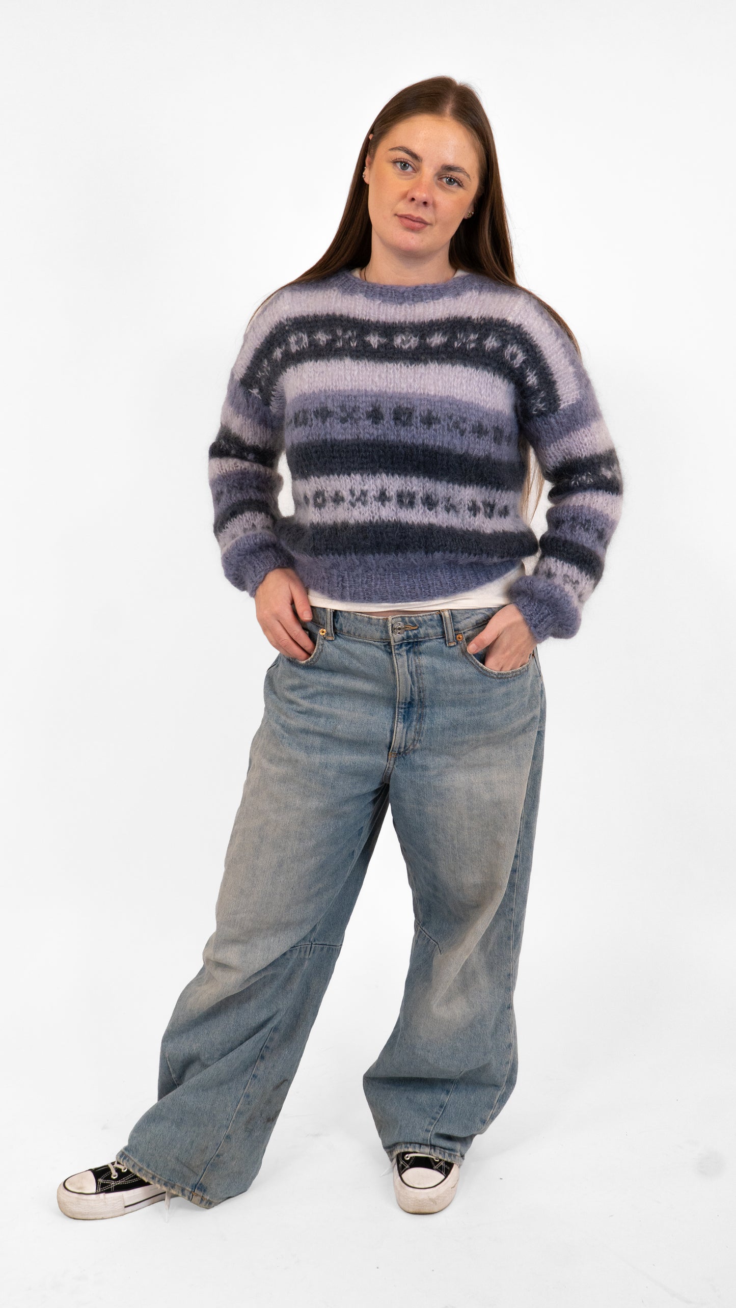 Blå stribet sweater