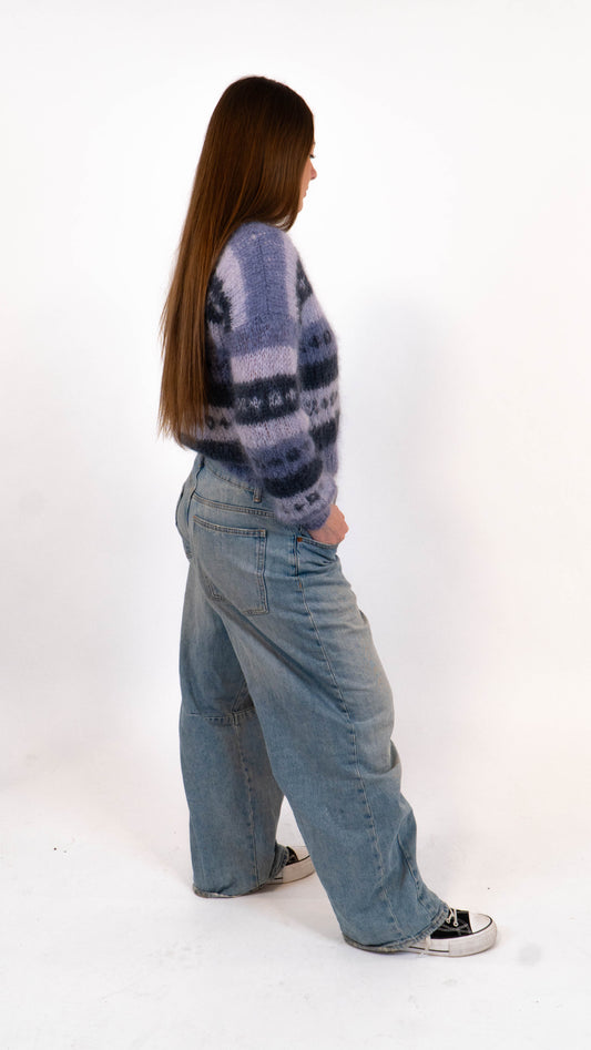 Blå stribet sweater